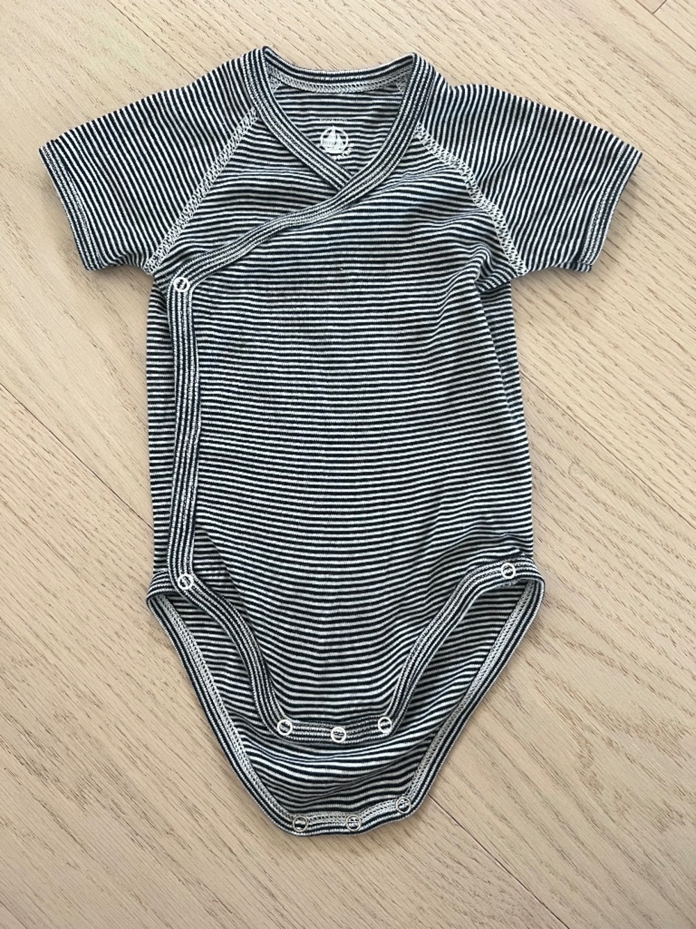 Petit Bateau Striped Wrap Bodysuit 3M